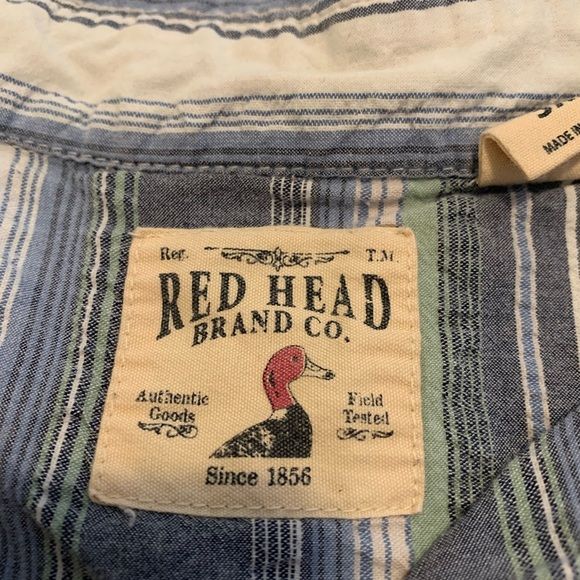 Red Head Brand Co. Men's 3XL Blue Striped Short Sleeve Button-Up Shirt - Picture 2 of 6